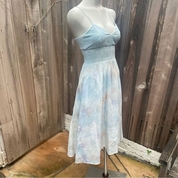 Zara tie dye chambray denim midi dress size small - Picture 8 of 9